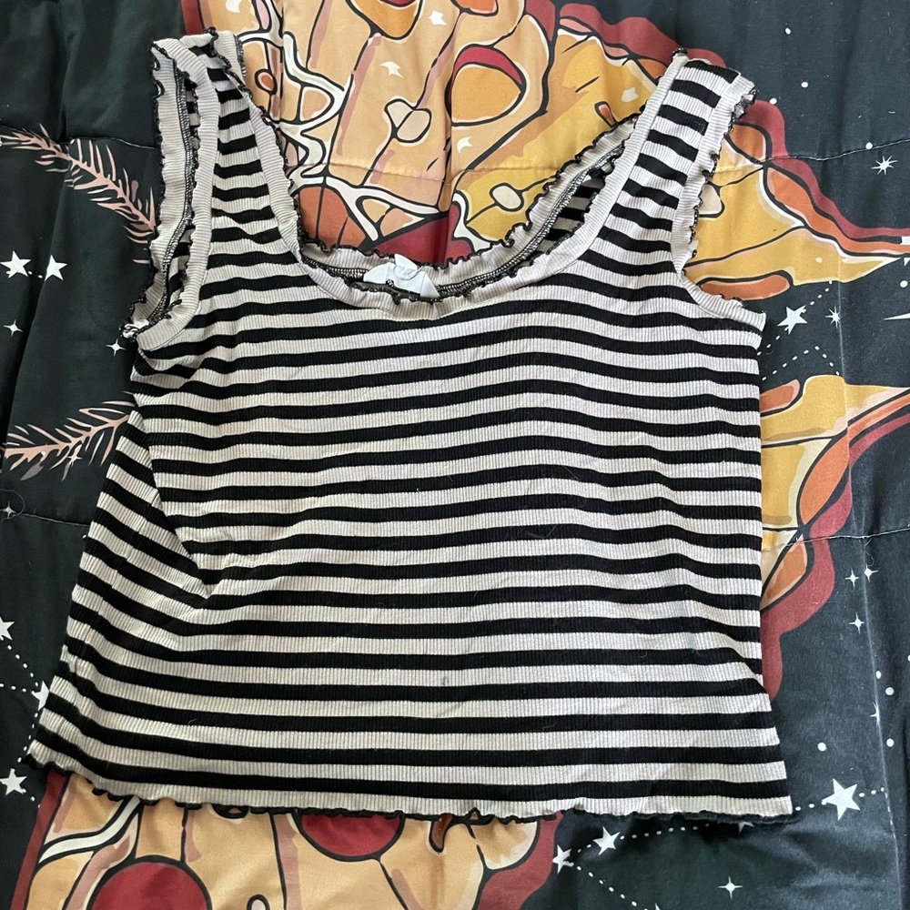 Black and Gray Striped Tank
